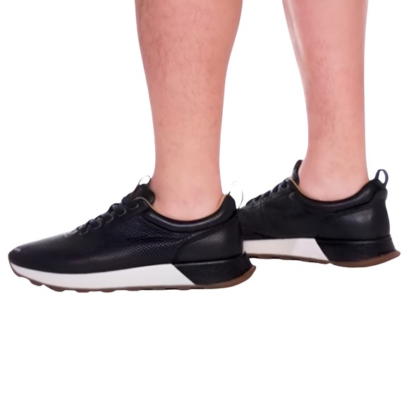 JOHNSTON & MURPHY • Kinnon Perfed Jogger Sneakers Shoes Black Includes Box - Picture 2 of 7